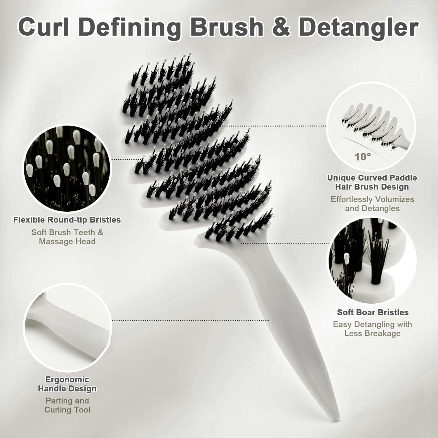 Gentle Scalp Massage Boar Bristle Hair Brush for Fine Hair, Ultimate Smoothing Vented Detangler Wet Brush for Women – A Great Gift