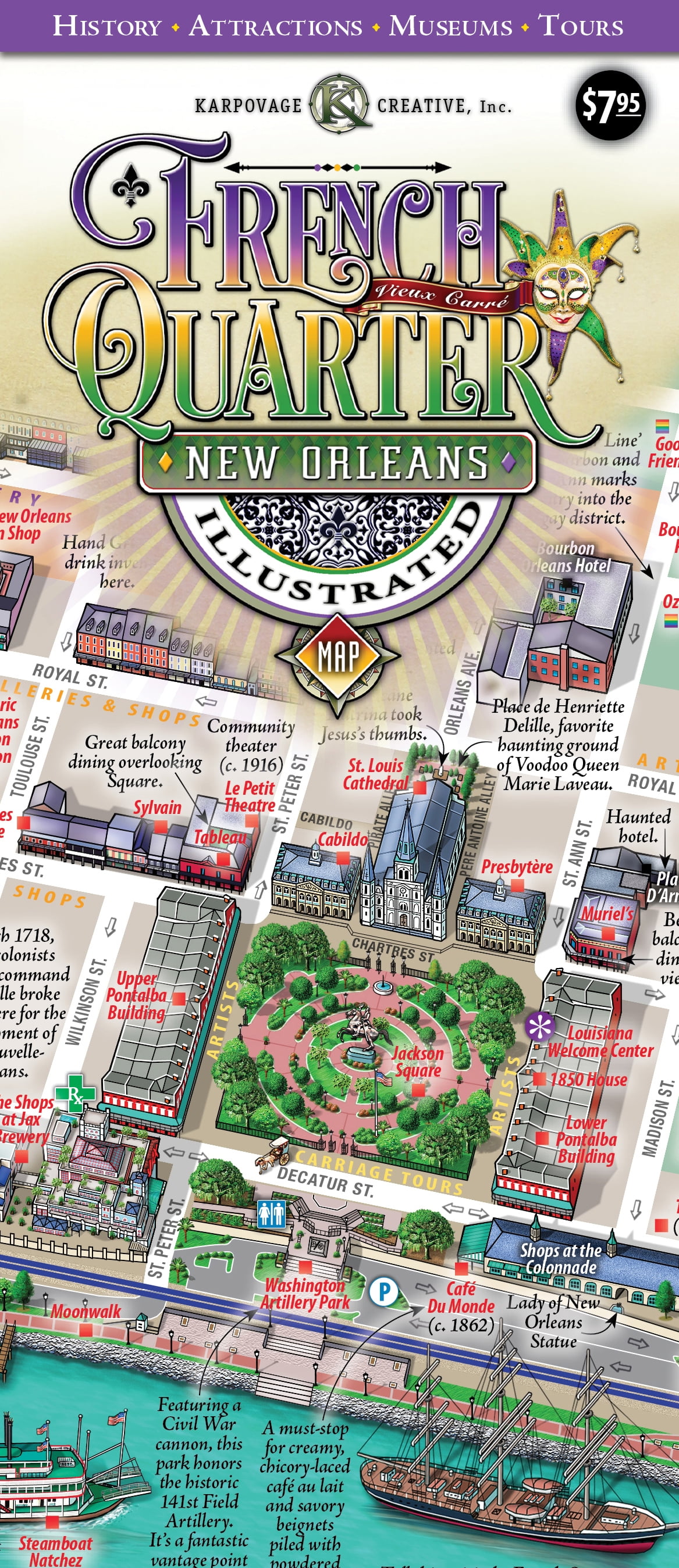 New Orleans French Quarter Illustrated Map - Walmart.com