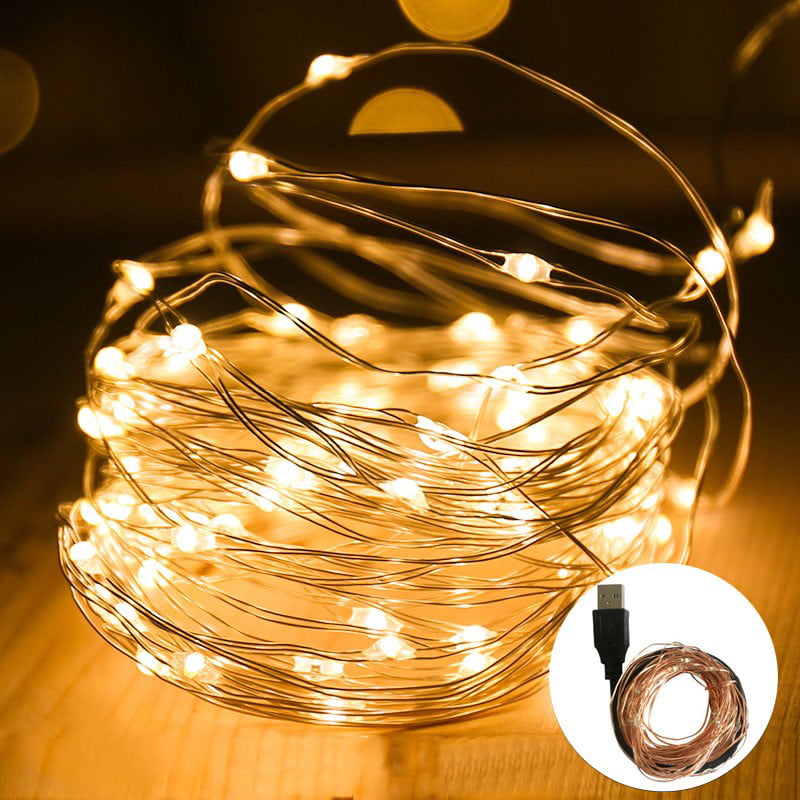 USB Plug In 100LED DIY Micro Copper Wire String Lights Party Static Fairy Lights