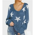 thumbnail image 3 of Star Sweater Women Vintage Long Sleeve Knit Sweater Yk2 Star Pattern Crew Neck Casual Pullover Top(A), 3 of 5