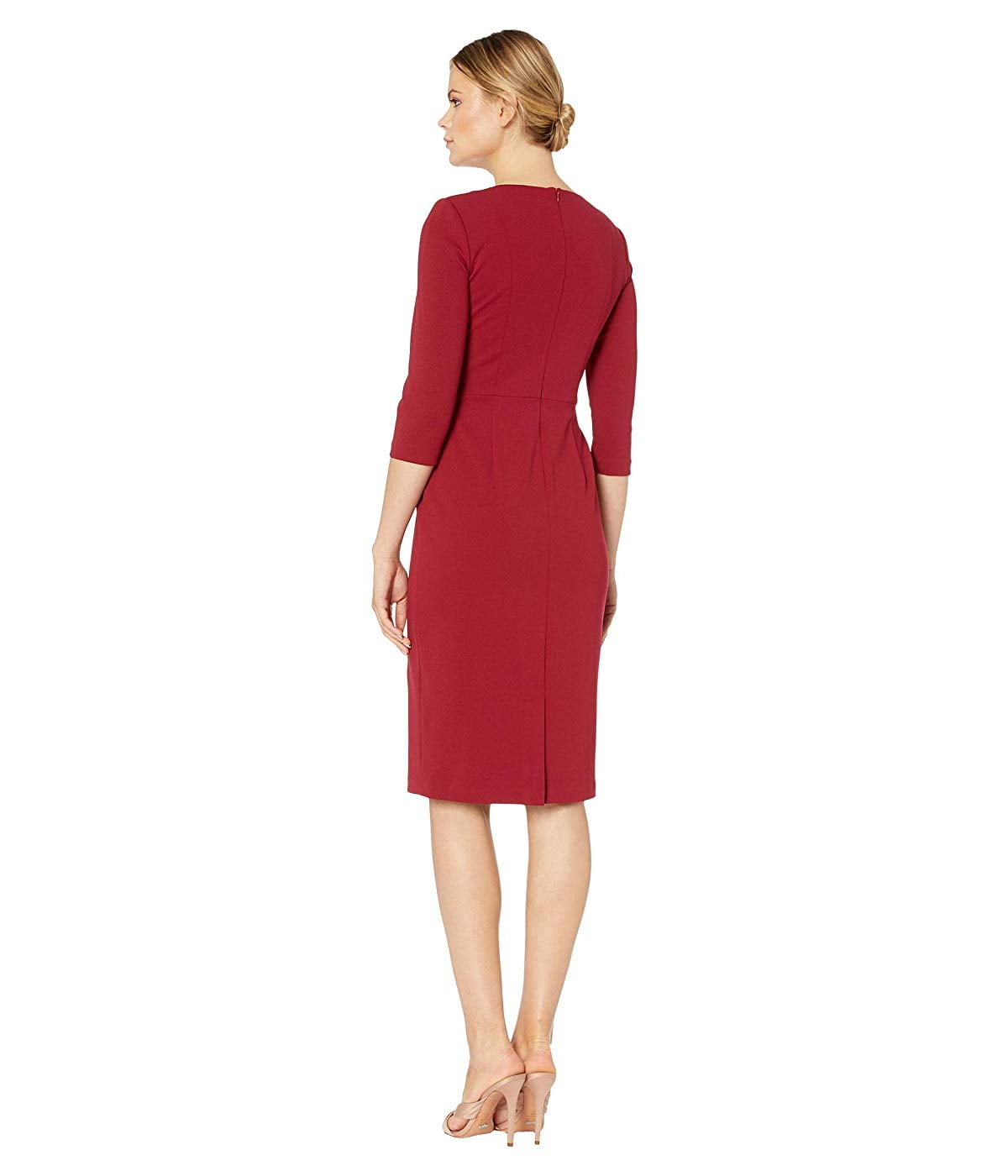 Adrianna Papell Adrianna Papell Knit Crepe Tie Waist Sheath Dress Red