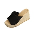 thumbnail image 2 of Samdudou Women Open Toe Espadrilles Sandals Bohemia Summer Wedges Casual Thick Sole Add Height Shoes Fashion Summer Outdoor Beach Slides for Beach, Wedding, 2 of 6
