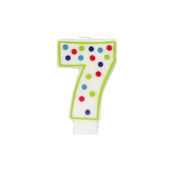 Polka Dot Number 7 Birthday Candle