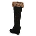thumbnail image 3 of New Women Qupid Noya-01 Suede Fur Cuffed Round Toe Knee High Wedge Boot Size, 3 of 5