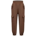 thumbnail image 2 of Kaerm Kids Girls Joggers Casual Cargo Pants High Waist Jazz Hip Hop Legging Casual Loose Trousers Brown 120, 2 of 6
