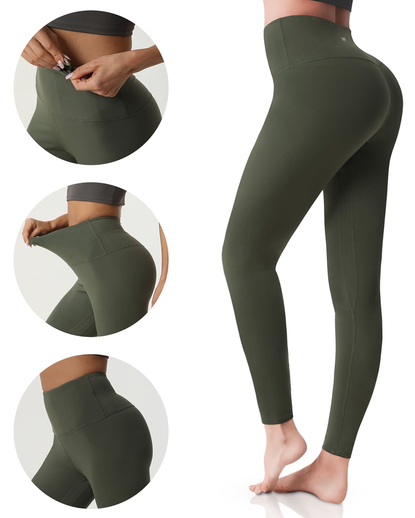 YELETE Legwear High Waist Compression Leggings with French Terry Lining, Plus  Size, Army Green at  Women's Clothing store