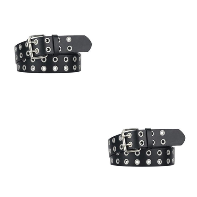 Youkk All Trend Match Alliage Boucle Ceinture pour Femmes Jeans Style Classique Ceinture Parti Punk Pin Robe Noire 105cm 2Set