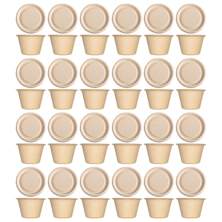 CTIRCHIU 50-Pack Small Khaki Paper Pulp Containers with Lids, Sealing Appetizer Boxes for Weddings and Restaurants