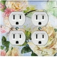 thumbnail image 4 of Metal Light Switch Plate Outlet Cover Flower White Rose Blue ROS009, 4 of 24