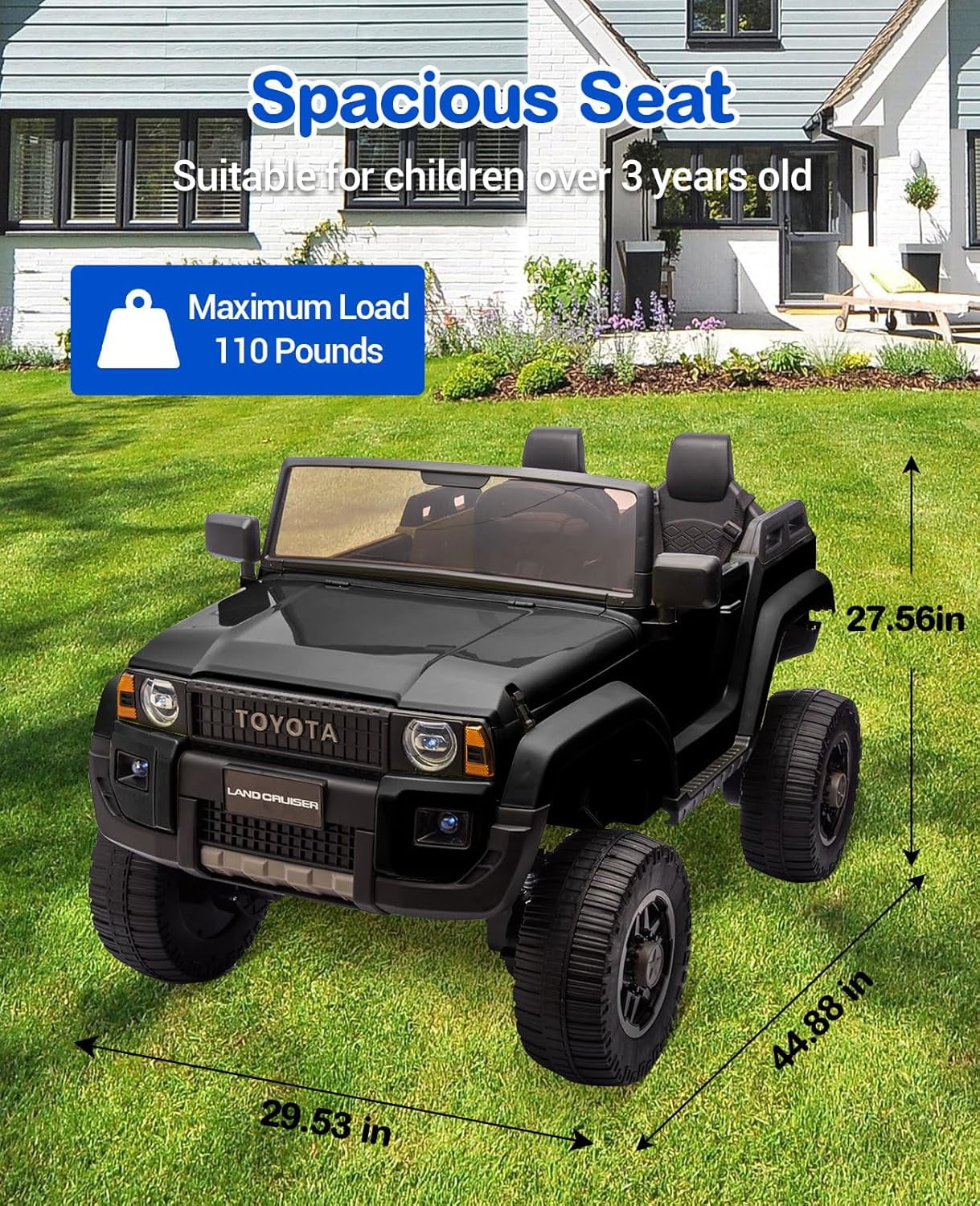 EastVita 24V Ride on Car for Kids, 2 Seater Ride on Car Truck, Licensed Toyota Electric Car with Parent Remote Control, 4.4MPH, 4x550W Motors