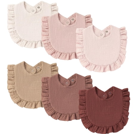 6Pcs-Baby Muslin Bibs Bandana Drool Bibs for Unisex Boys & Girls Soft and Absorbent Cotton Teething Drooling Bib Set for Newborn Toddler