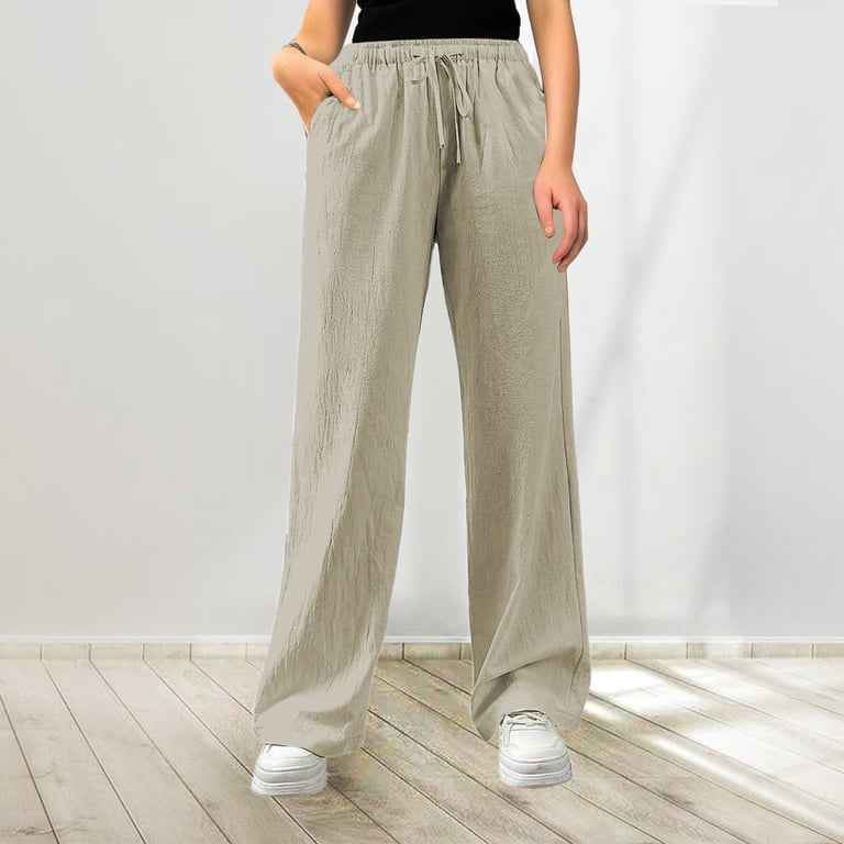 Fashion Clothing Women's Casual Loose Fit High Waist Drawstring Pants With  Side Pockets plus Size Flannel Lined Pants for Women plus Size Long  Jumpsuit Romper Women Hiking Sheer Swimwear Beige 3XL -