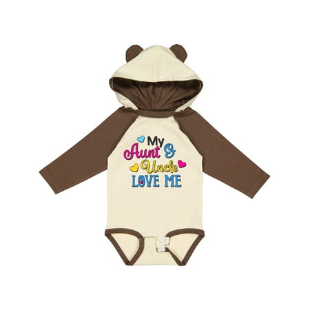 

Inktastic My Aunt and Uncle Love Me with Hearts Gift Baby Boy or Baby Girl Long Sleeve Bodysuit