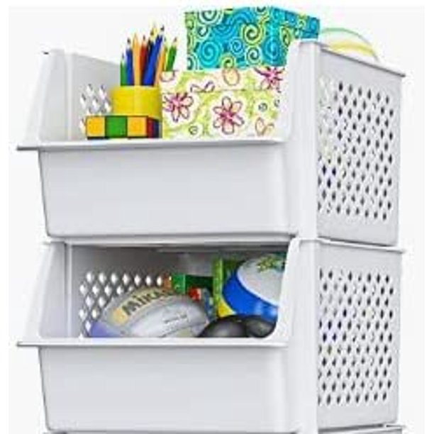 Skywin Plastic Stackable Storage Bins for Pantry Stackable Bins For