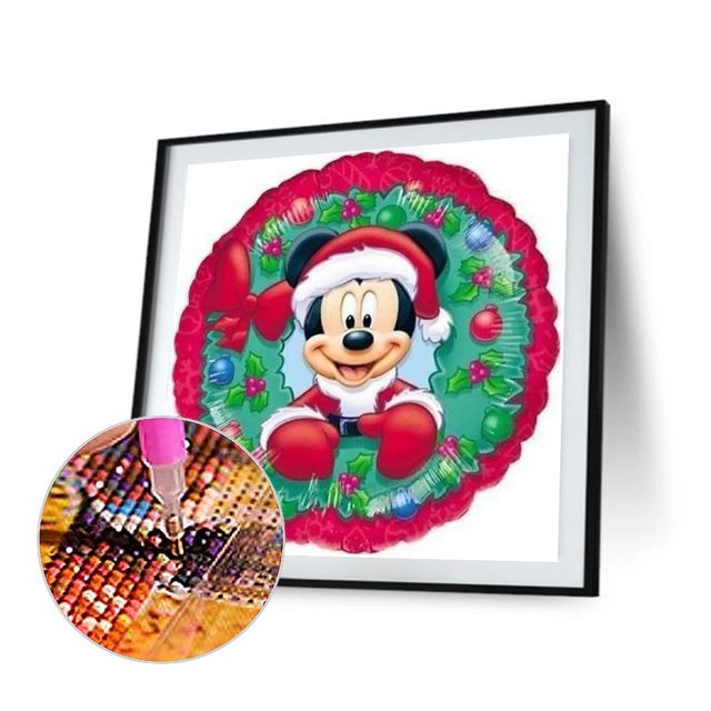 Cuadros Decorativos 5D bricolaje ronda completa taladro diamante pintura Navidad Mickey Kit Home Decor (B5350) Wdftyju embutido en tela