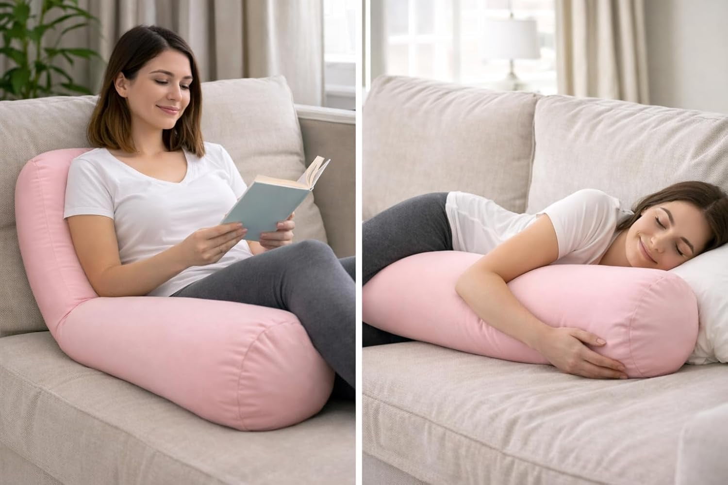 Mushy Pillows Compact Body Pillow – Moldable Microbead Support for Side Sleepers, 30" x 8"