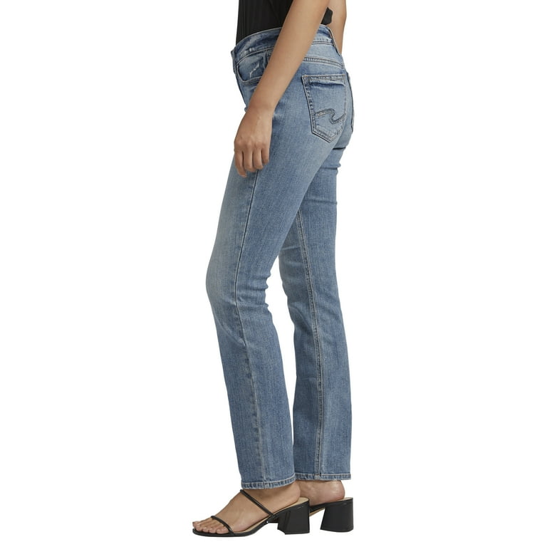 Silver Jeans Co. Women's Suki Mid Rise Straight Leg Jeans, Waist Sizes  24-34 