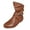 Brown, variant on Women's Ankle Booties Fashion Mid Calf Flat Heel Side Zipper Boots for Everyday Wear