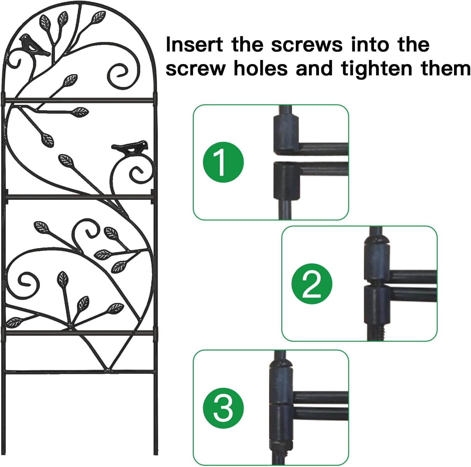 Garden Trellis for Climbing Plants Rustproof Black Iron Plant Trellis Potted Vines Vegetables Flowers Patio Metal Wire Lattices Grid Panels for Ivy Cucumbers Clematis