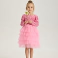 thumbnail image 2 of Toddler Girls Dresses Long Sleeve Sequin Birthday Party Prom Outfit Toddler Sneaker Gown Tutu Dress For Girls Pink,5-6 Years, 2 of 5