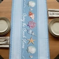 thumbnail image 5 of Table Runners 120 Inches Long Dress Scarves, Coastal Blue Striped Farmhouse Coffee/Dining/Kitchen Table Runner for Living Room, Ocean Sea Summer Starfish Coral Shells 13x120 Inch, 5 of 9