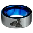 thumbnail image 2 of Tungsten Train Trains Transportation Cargo Rail Band Ring 8mm Men Women Comfort Fit Blue Flat Cut Brushed Gray Polished, 2 of 4
