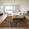 thumbnail image 3 of ODIKA 9'x12' Washable Area Rug Low Pile, Flatwoven, Grain Tree Ring Nature Art With Rustic Stump Motif Vintage Wood Refined for Great Room, Indoor Concept, Large Living, 3 of 7