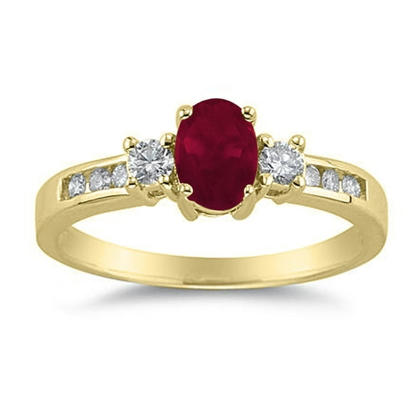 SZUL Women's Ruby and Diamond Regal Channel Ring in 14K Yellow Gold