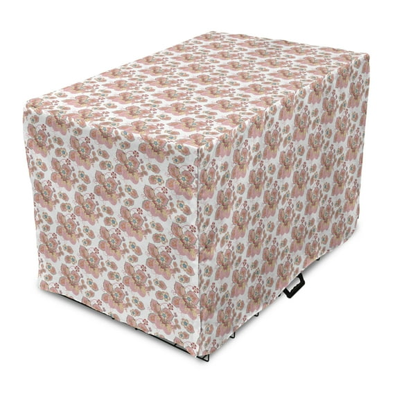 Floral Dog Crate Cover, Victorian Flowers Print English Garden Art in Pastel Tones Organic Nature Theme, Easy to Use Pet Kennel Cover Small Dogs Puppies Kittens, 7 Sizes, Multicolor, by Ambesonne