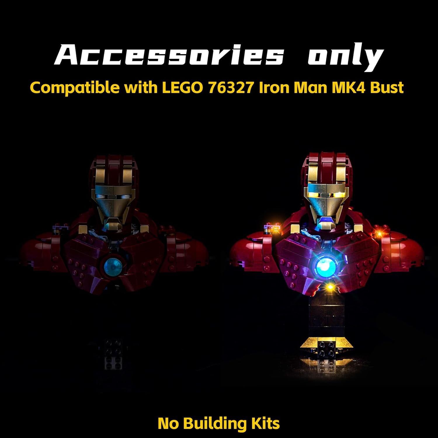 LED Light Compatible with Lego Iron Man MK4 Bust, Creative Lighting Kit Compatible with Lego 76327 - Not Come with Model (Light Control Version)