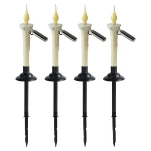 Bougie solaire Bougie au sol lampe de jardin de pelouse extérieure Décoration Led longue bougie à poteau solaire 4 Lumières de sentier pour Patio Backyard Fence Chemin Paysage Nuit Éclairage Z-332