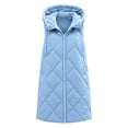 thumbnail image 6 of qelini Long Vest Coat for Women Plus Size Padded Sleeveless Hooded Tee Solid Color Stand Collar Puffer Jacket with Pockets, 6 of 9