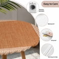 thumbnail image 5 of Orange Geometric Round Fitted Tablecloth with Elastic Edge, Waterproof Table Cloth Table Cover for 36"-44" Tables, White Greek Key Design Burlap Modern Art Tablecloths for Dining Picnic Outdoor, 5 of 9