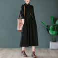 thumbnail image 2 of Vestido de cuello alto medio suelto de punto de talla grande artístico de otoño e invierno para mujeres gorditas, 2 of 5