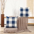 thumbnail image 6 of Outdoor Navy Blue and White Buffalo Plaid Throw Pillow Covers 18x18 Royal Blue Decorative Farmhouse Throw Pillows 18 x 18 for Bed Room and Couch, 6 of 6