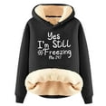 thumbnail image 2 of Bcresic Heavyweight Hoodie for Women Sherpa Lined Warm Fleece Hooded Sweatshirt Long Sleeve Winter Trendy Letter Pullover for Winter(Black,S), 2 of 3