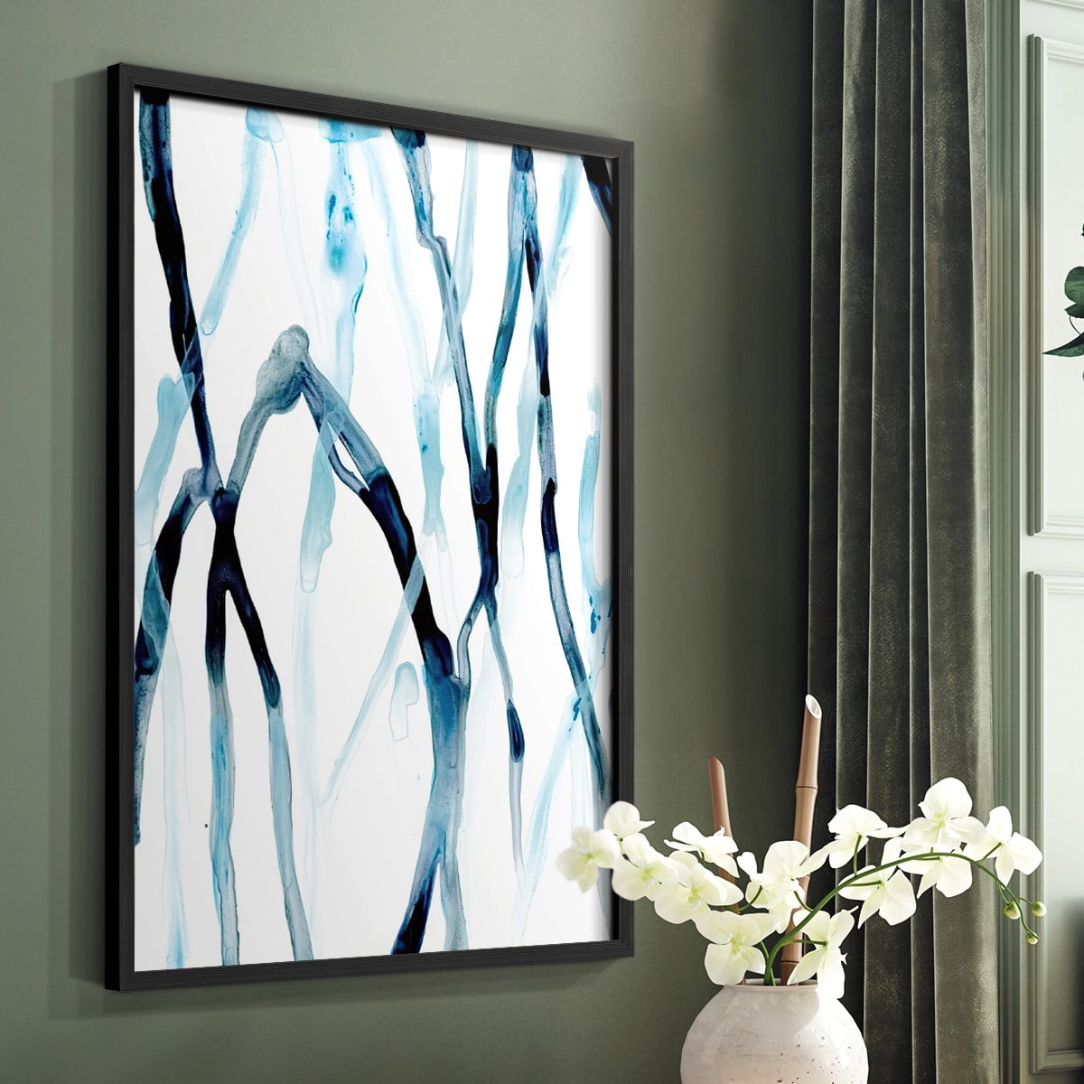 Runnel I Framed Print in Black Solid Wood Framed Print No Nail Hanging