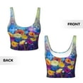 thumbnail image 5 of Haiem Spring Flower Seasonal Pattern Womens Sports Bra - U Neck Padded Low Impact Yoga Bra Workout Crop Top Gym Moisture-Wicking Workout Vest -Small, 5 of 9