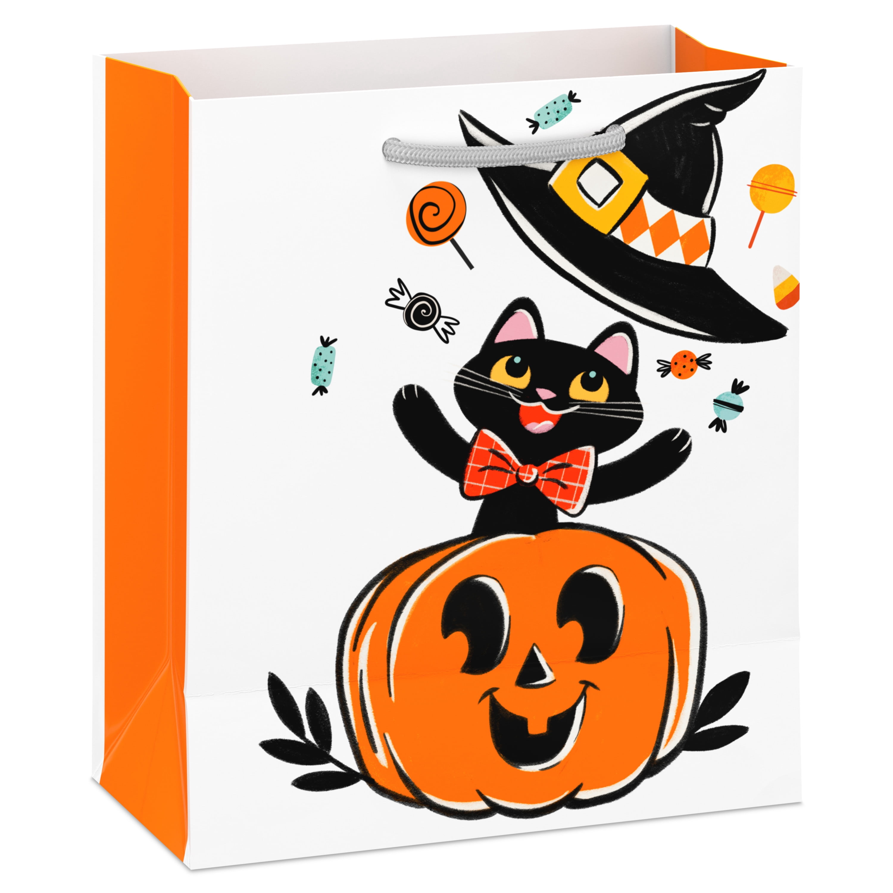 Hallmark Small Halloween Gift Bag Bundle (Pumpkin Cat and Dots), 2 Count