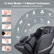4D Full Body Massage Chair with Electric Footrest Zero Gravity Shiatsu Recliner with Heating, Thai Stretch, SL Track, Black - Upgrade Model (R8089 )