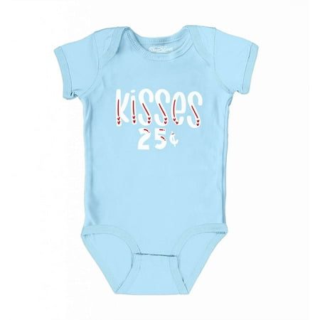 

Shop4Ever Kisses 25 Cents Valentine s Day Baby Baby s Bodysuit Infant Cotton Romper 24 Months Light Blue