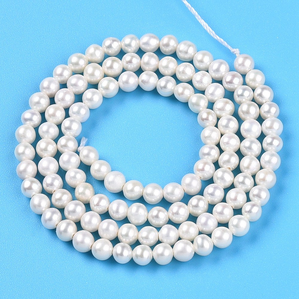 Natural Cultured Freshwater Pearl Beads Strands Round Creamy White 3~4mm Hole: 0.5mm about 107~108pcs/strand 14.96~15.16 inch(38~38.5cm)