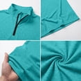 thumbnail image 4 of Moxiu Quarter Zip Mens Shirts Mock Neck Short Sleeve Athletic Dressy Business Work Shirt Summer Slim Outdoor Running Golf Tops Green,M, 4 of 8