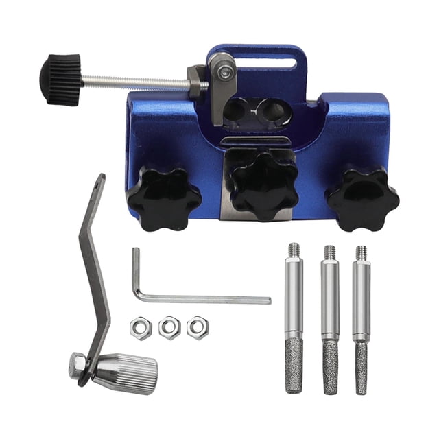 koolsoo Chain Saw Sharpening Jig with Grinding Rod Hand Crank Chain Saw Sharpening Set Blue