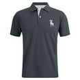 thumbnail image 2 of T Shirts for Man Short Sleeve Button Up Collared Summer Golf Sports Dressy Polo Shirts Moisture Wicking Casual Breathable Deer Printed Mens Shirts Grey XXXXXL, 2 of 5
