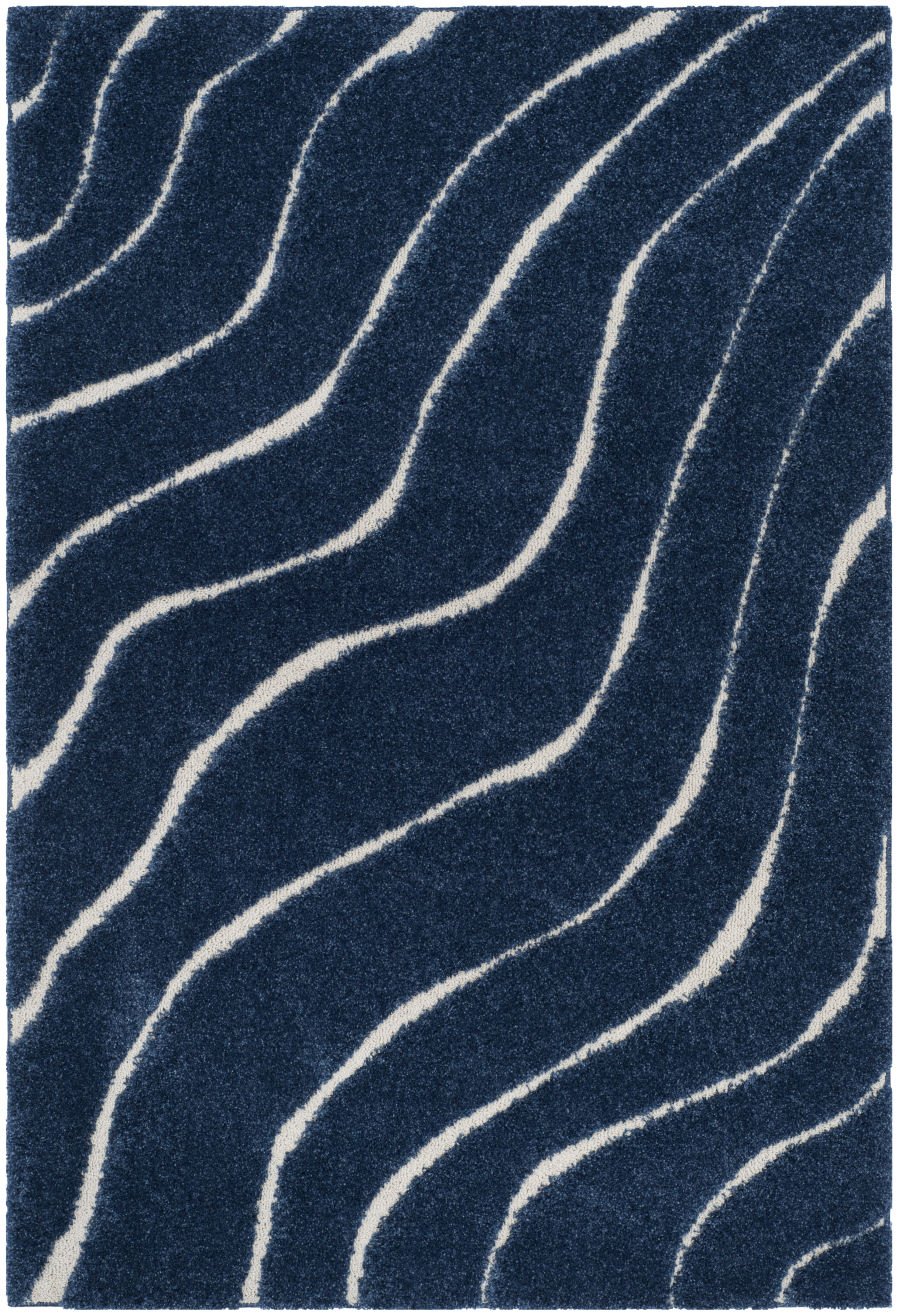 Safavieh Florida Tabitha Geometric Shag Area Rug, Dark Blue/Cream, 6' x 8'