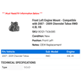 thumbnail image 2 of Front Left Engine Mount - Compatible with 2007 - 2009 Chevy Tahoe RWD 4.8L V8 2008, 2 of 2