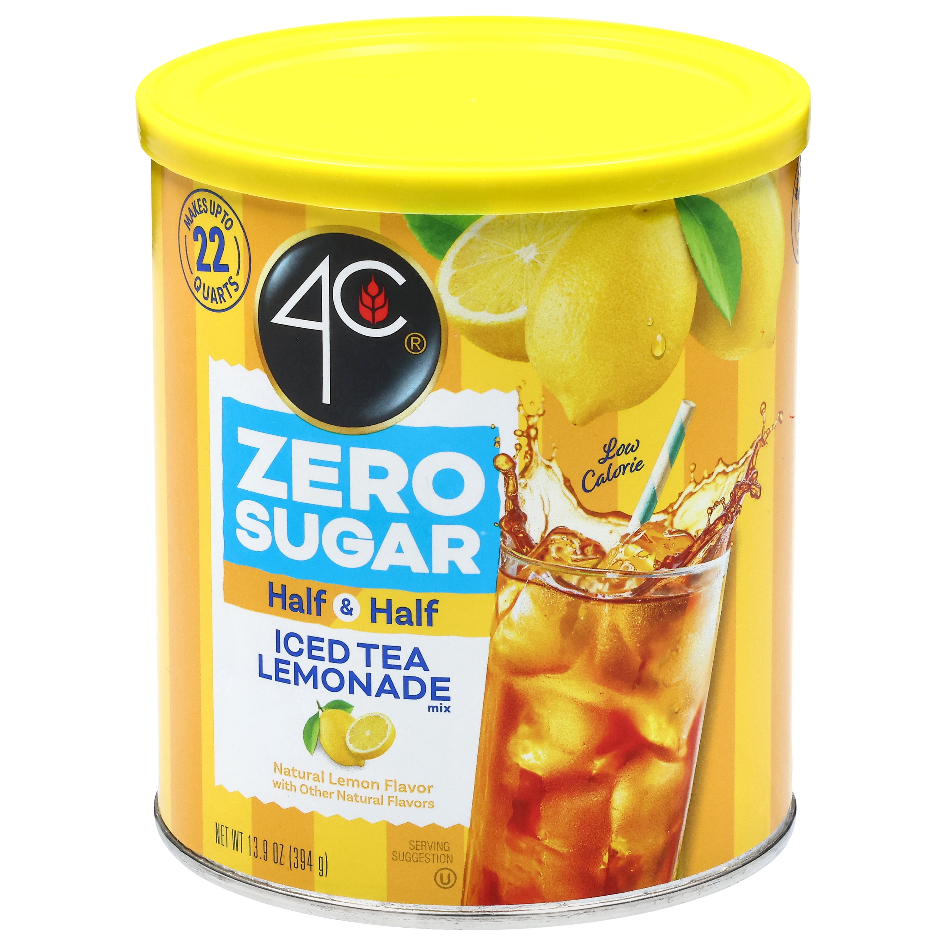 (3 pack) 4C Zero Sugar Half & Half Iced Tea/Lemonade Mix 13.9 oz. Canister