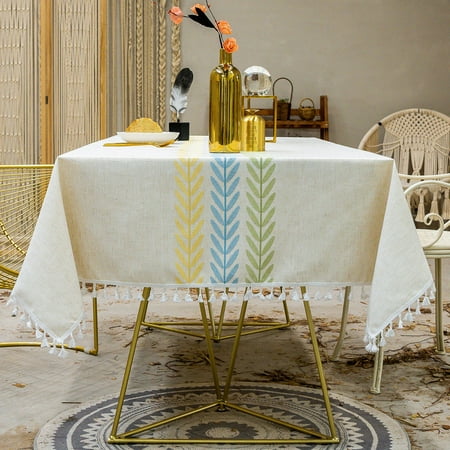 

Wrcnote Tablecloths Covers Tablecloth Waterproof Rectangle Table Cloths Embroidered Cotton Linen Oil-Proof Luxury Home Decor Yellow 140*140cm