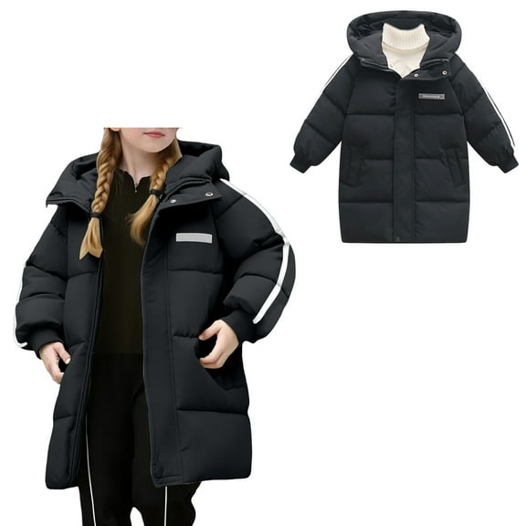 Kids Winter Coat,Baby Boys Puffer Coat Mid-length Hooded Jackets With Pockets Zipper Up Down Coats For Baby Kids Boys Winter Jacket Baby Boy Clothes